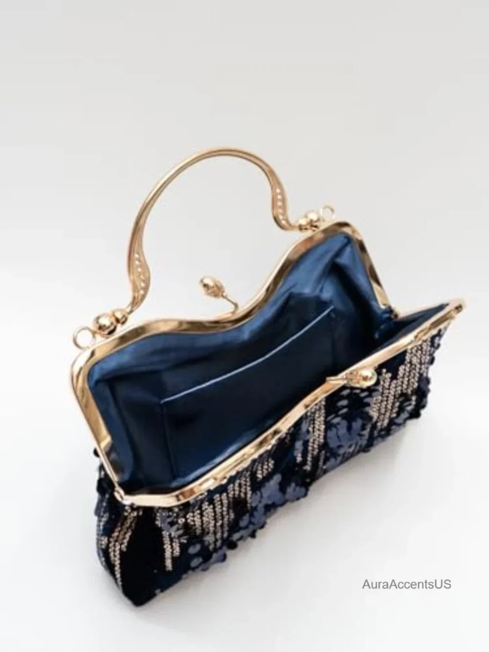 Velvet Sequin Evening Bag Clutch Purse Wedding Party Women's Vintage